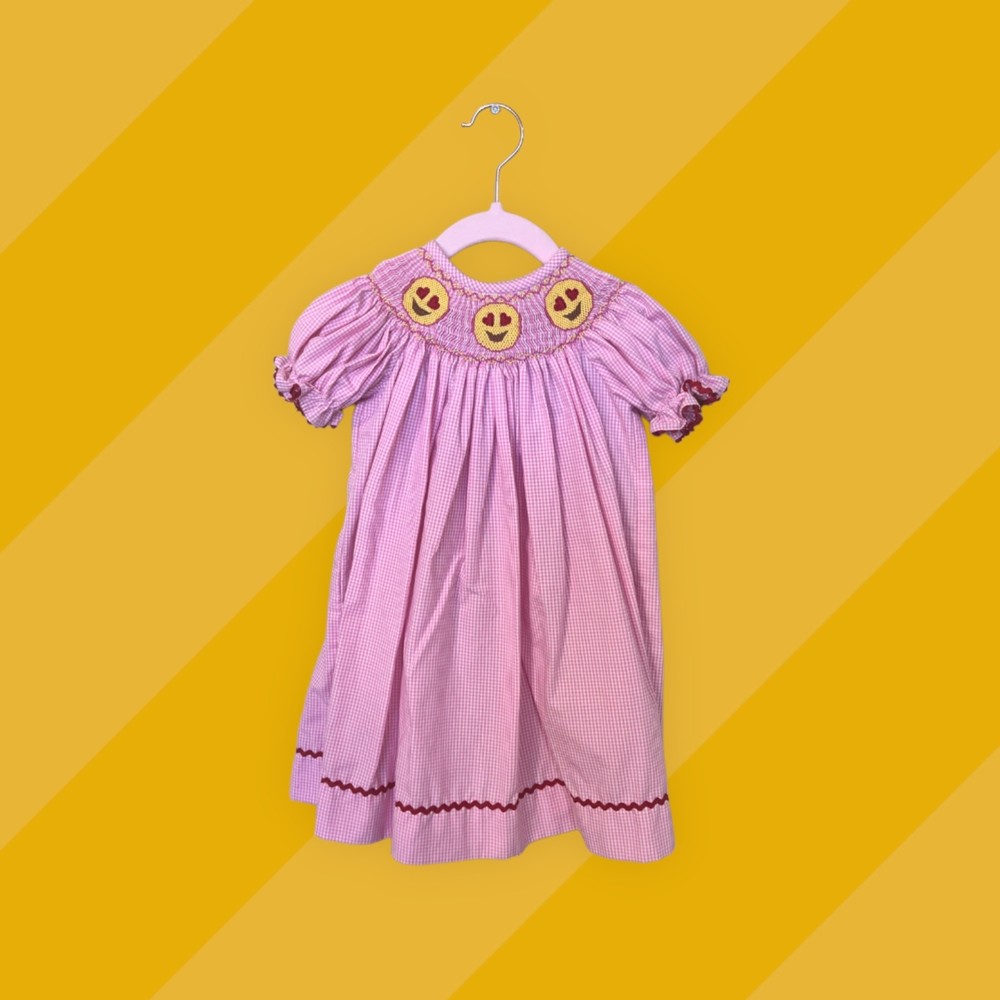 Classical Whimsy Smocked Heart Emoji Toddler Dress